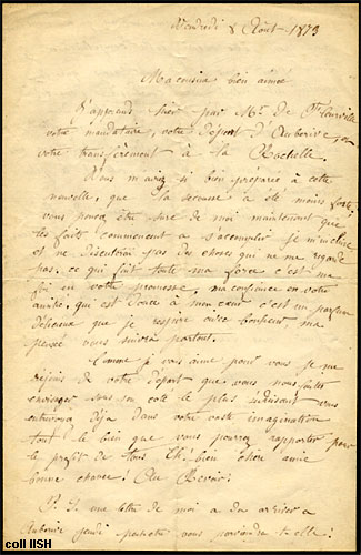 Lettre de Marie Laurent à Louise Michel, 1873