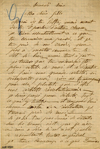 Lettre de Mme. Michel à sa fille, 1883