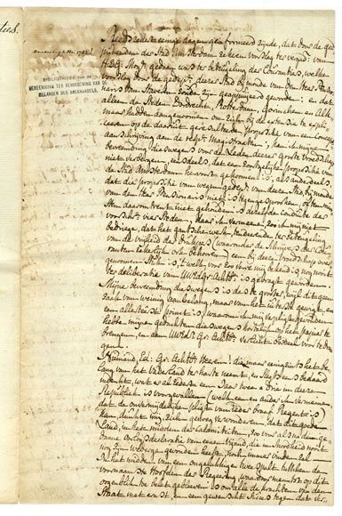 1782, handwritten proposition in favour of press freedom