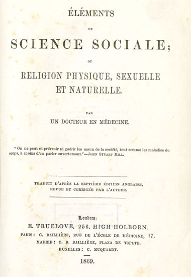 Title page of Eléments de science sociale