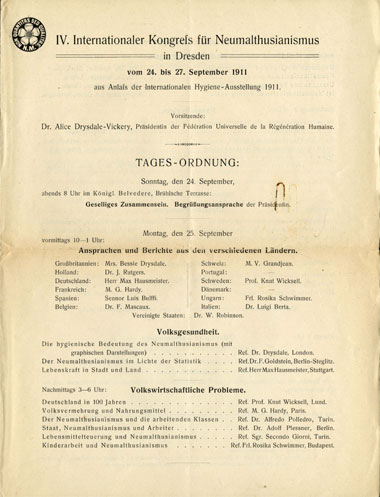Neo-malthusian Conference, Dresden 1911