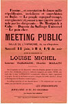 Affiche annonçant une réunion avec Louise Michel